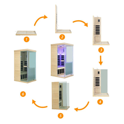 909MX Mini 1 Person Infrared Sauna 3 Sides Large glass panels