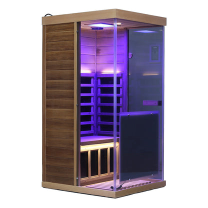 909MX Mini 1 Person Infrared Sauna 3 Sides Large glass panels