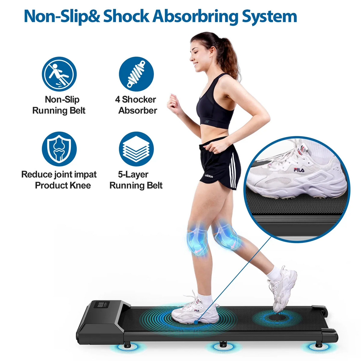 350lbs Treadmill for Home 2.5HP Treadmills Walking Pad LCD Digital Data Display 2in1 Walking Running Fitness Exercise Machine