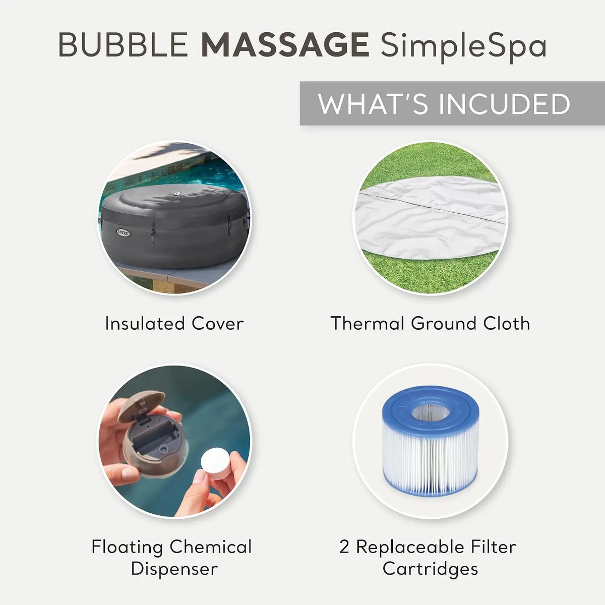 SimpleSpa 6 Person Inflatable Hot Tub, Portable Spa with 140 Jets, Custom