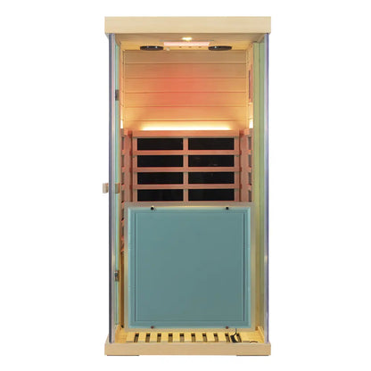 909MX Mini 1 Person Infrared Sauna 3 Sides Large glass panels